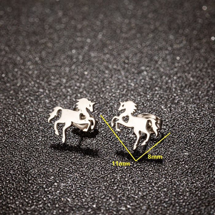 Horse Head Stainless Steel Stud Earrings - Unique and Stylish Animal Jewelry