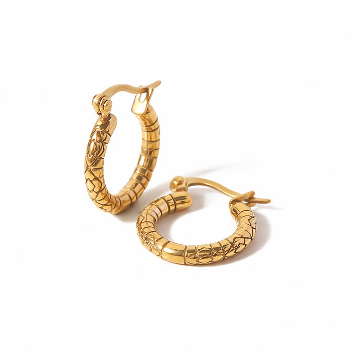 Pendientes de aro pequeños vintage de tendencia: pendientes redondos de acero inoxidable antialérgicos de acero de titanio para mujer