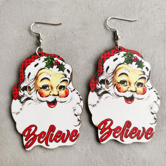 Christmas Earrings with Santa, Rainbow, Sunflower, Plaid, and Leopard Print