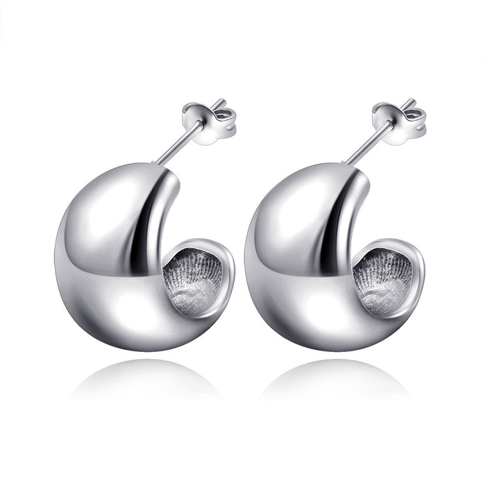 High-grade glossy stainless steel earrings for women, lightweight titanium steel earrings