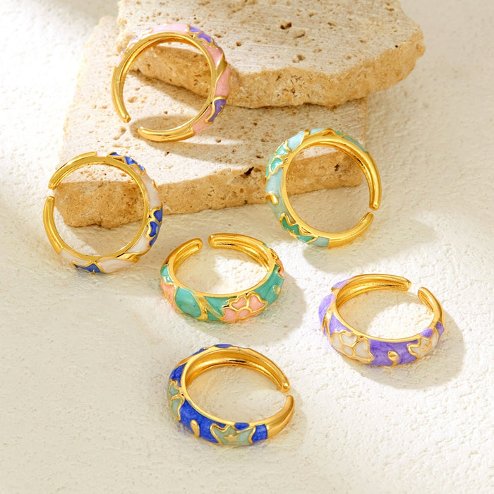 Wholesale copper dripping flower open rings