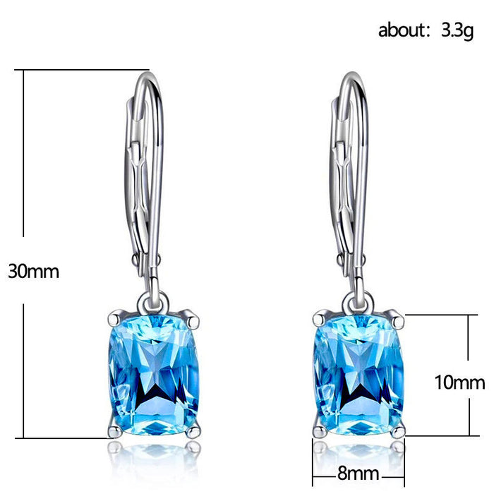 Blue Imitation Topaz Drop Earrings