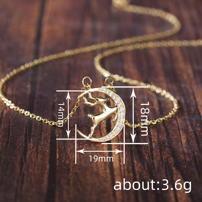 Christmas Moon Elk Necklace