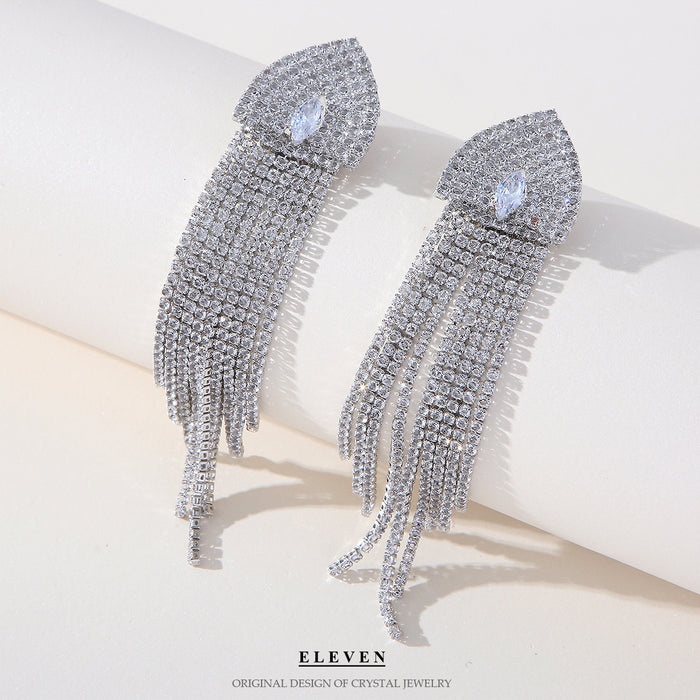 Luxury Micro Inlay Zircon Earrings - S925 Silver Tassel Dangles for a Sophisticated Look