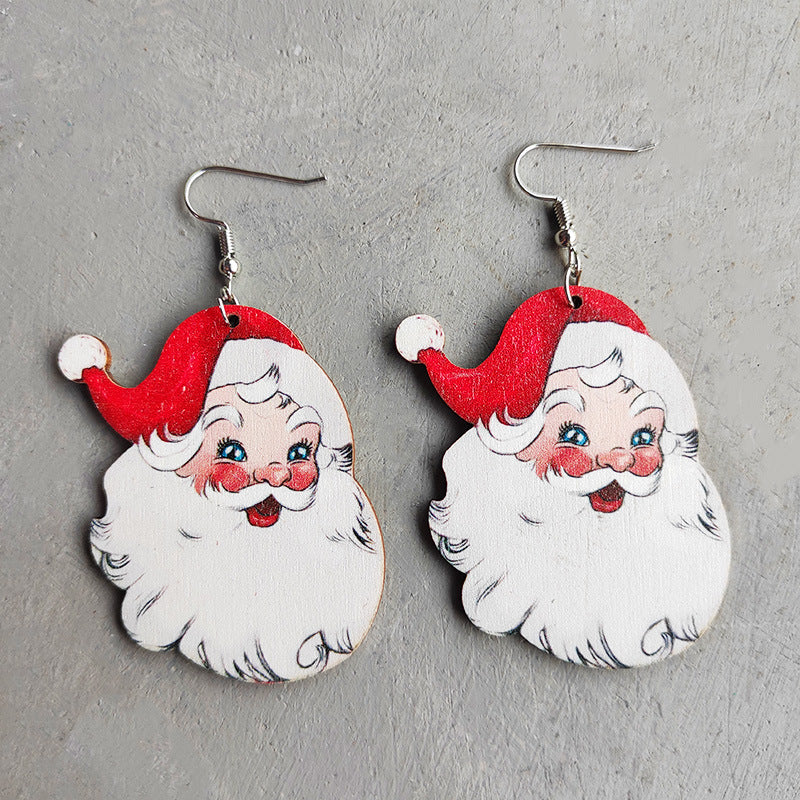 Wooden Santa earrings - wallojewerly 
