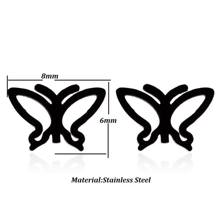 Butterfly earrings, double stainless steel female models small fresh hollow Korean style wings Yiwu small commodity wholesale