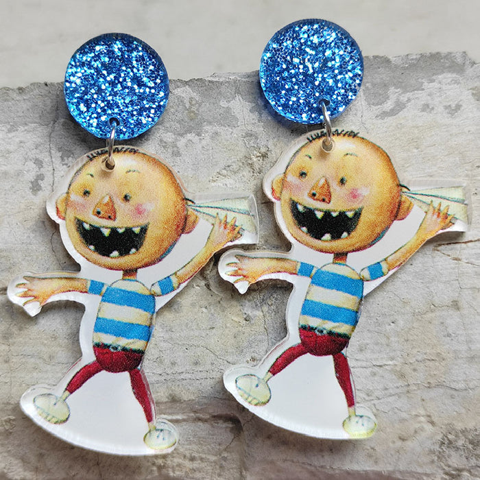 Cartoon pizza acrylic earrings