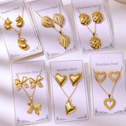 Wholesale 304 stainless steel hydraulic gold-plated earrings and necklace sets - wallojewerly 