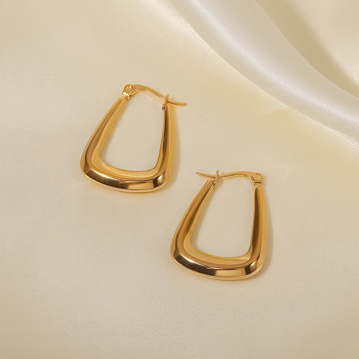 Fashionable Geometric 18K Gold Plated Titanium Steel Pot-Shaped Hollow Earrings - European Style Earrings