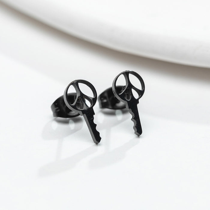 Key Stainless Steel Stud Earrings - Simple and Stylish Geometric Jewelry