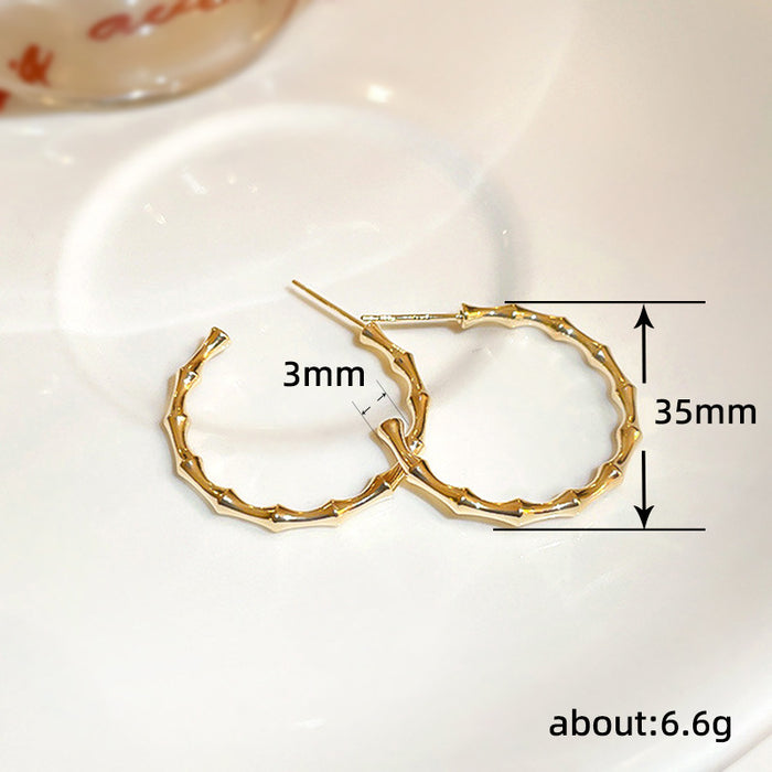 Exaggerated bamboo earrings European and American fashion big earrings