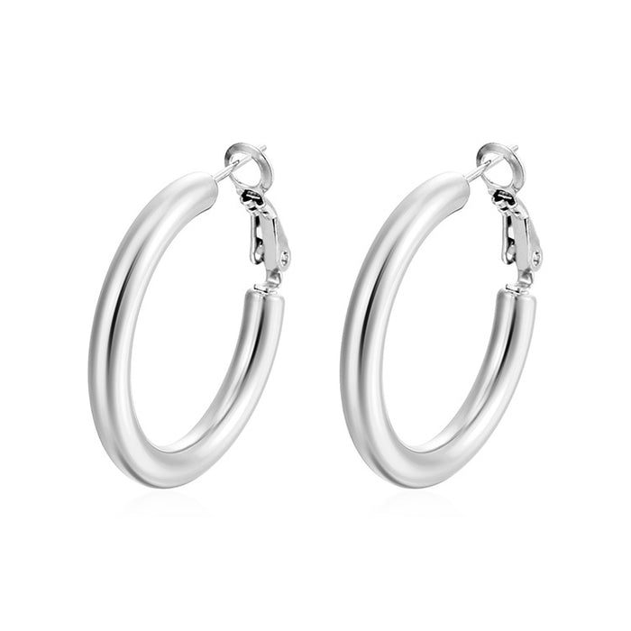 Pendientes redondos de acero inoxidable macizo para mujer, pendientes vintage galvanizados de 18 quilates