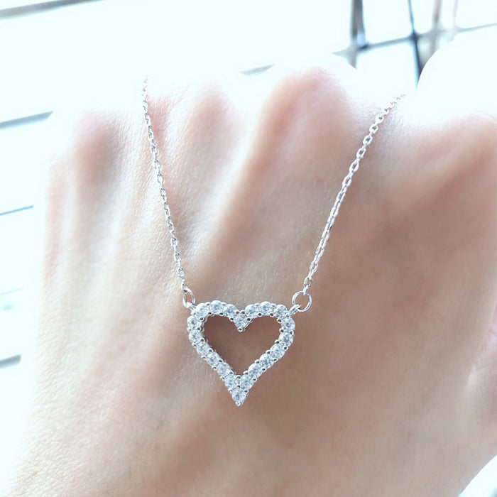 Heart Shaped Love Necklace with Diamonds Valentine's Day Gift