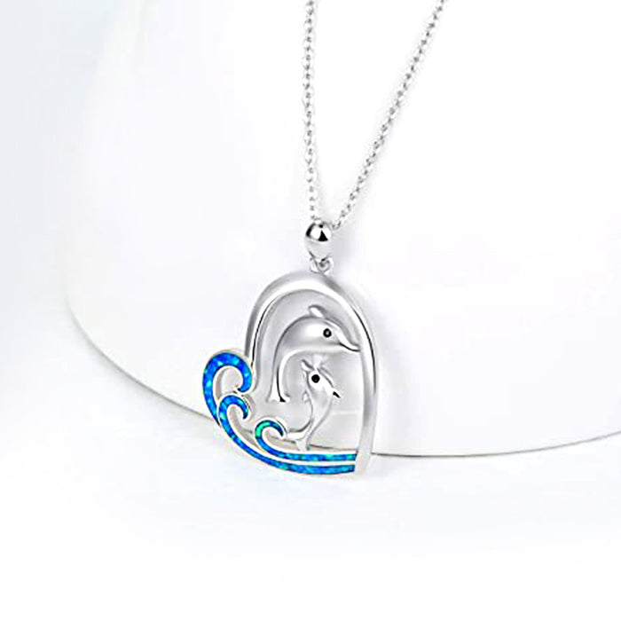 Love Dolphin Pendant Women's Double Dolphin Clavicle Necklace
