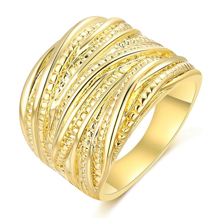 Anillo retro doble de oro anillo exagerado para hombres y mujeres