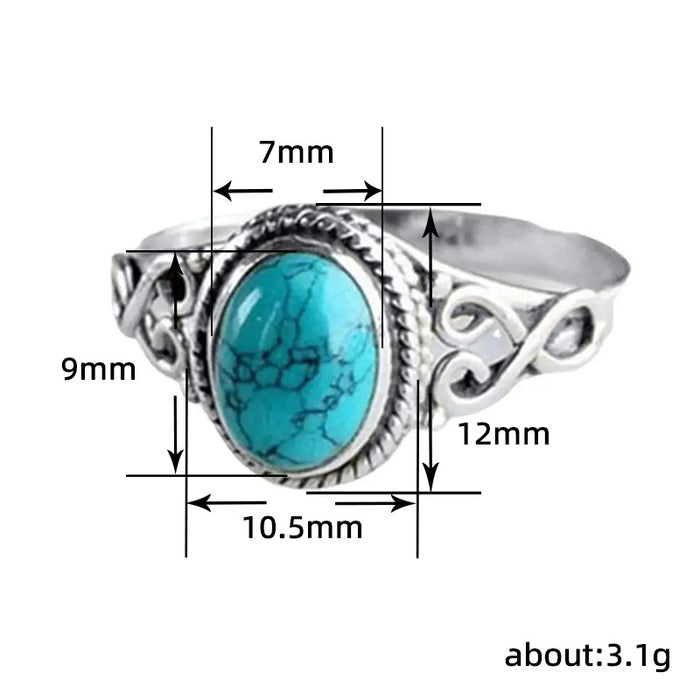 Imitation turquoise hollow ring vintage design ring