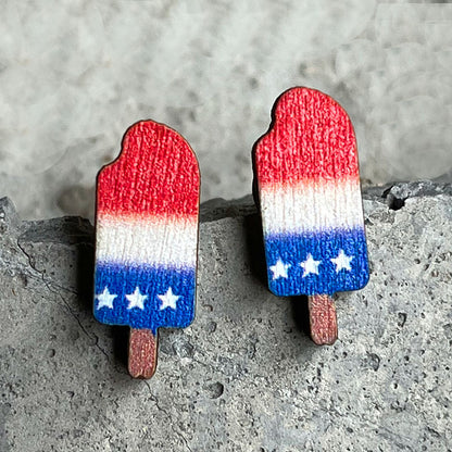 Wooden patriotic Independence Day earrings