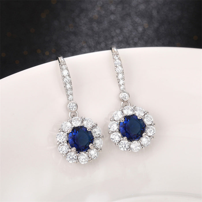 Beautiful royal blue zircon earrings anniversary gift