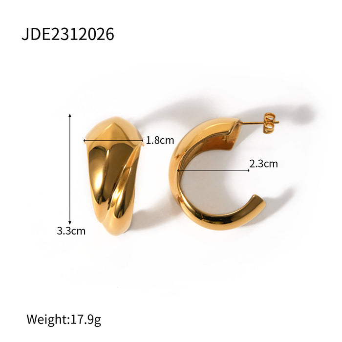 Stainless steel exaggerated C-shaped earrings contrast color earrings