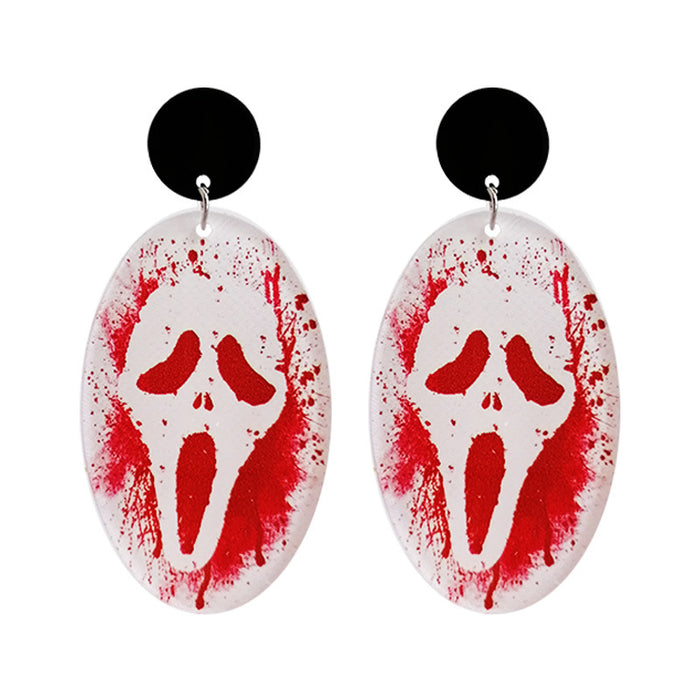 Halloween moth balloon playing card skull acrylic earrings - wallojewerly 