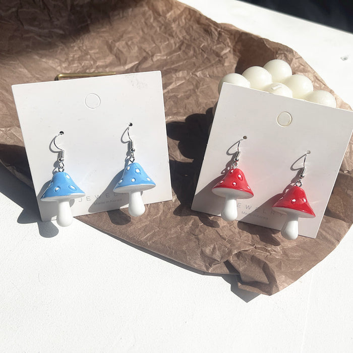 Mushroom earrings simulated three-dimensional polka dot design sweet personality earrings