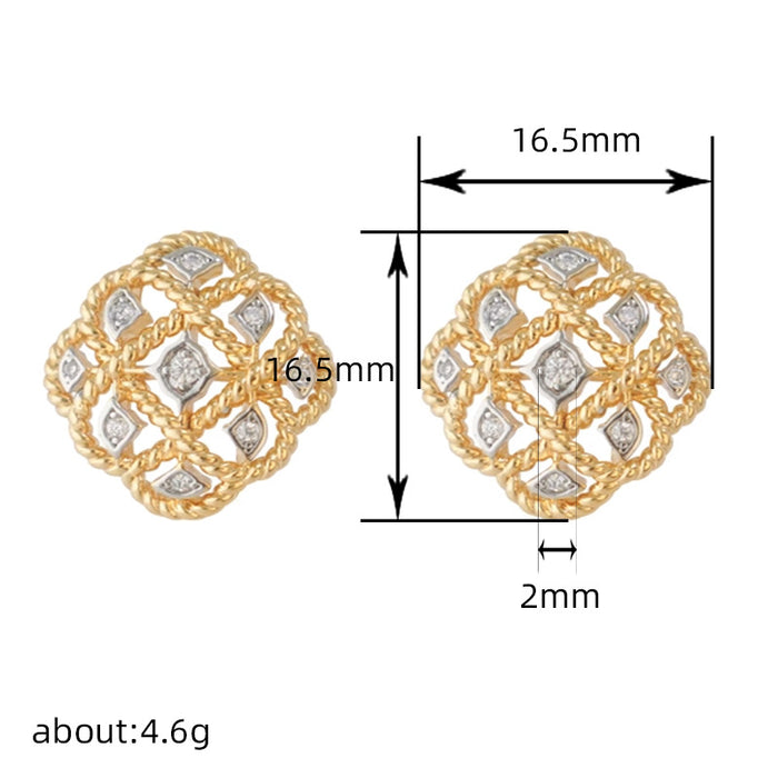 Diamond stitching ear clip geometric earrings summer women's earrings