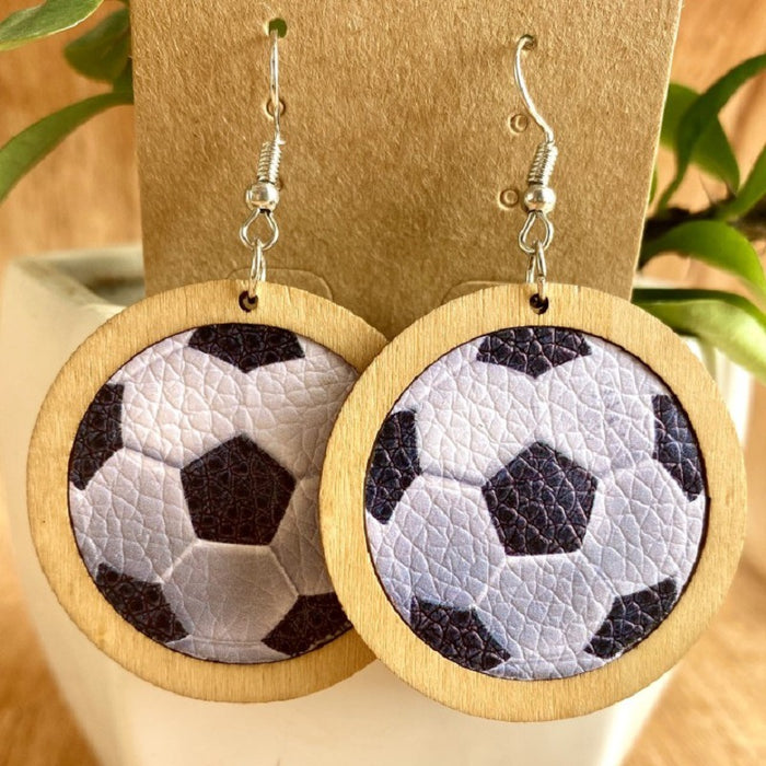 Wooden Rugby Earrings