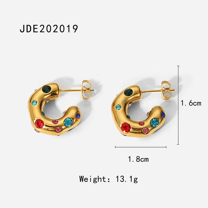 18K Gold Plated Stainless Steel Stud Earrings with Rivets - Unique Fashion Jewelry