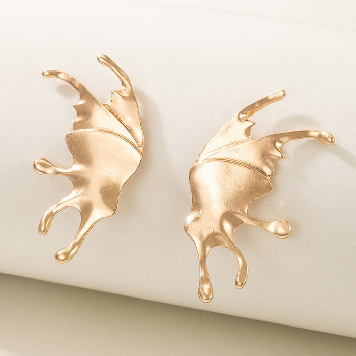 Butterfly Wings Geometric Gold Stud Earrings