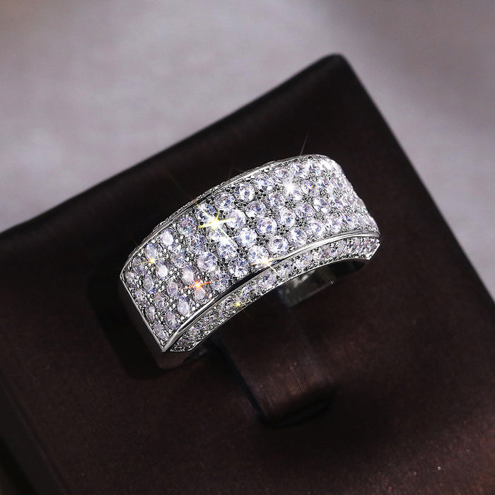 Luxury full diamond men's ring European and American unisex ring