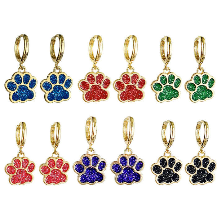 Sporty Colorful Hoop Earrings with Football and Bear Paw Designs