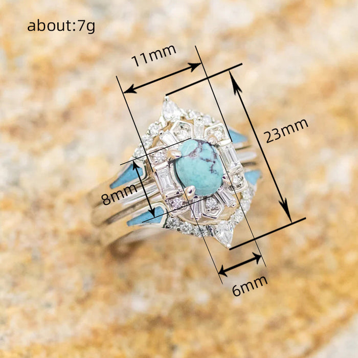 Retro imitation turquoise ring European and American fashion single ring