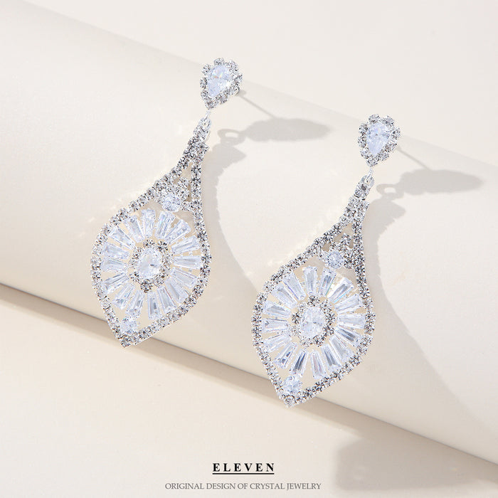 Vintage Geometric Tassel Earrings - Cold-Tone Sparkling Jewelry for Women