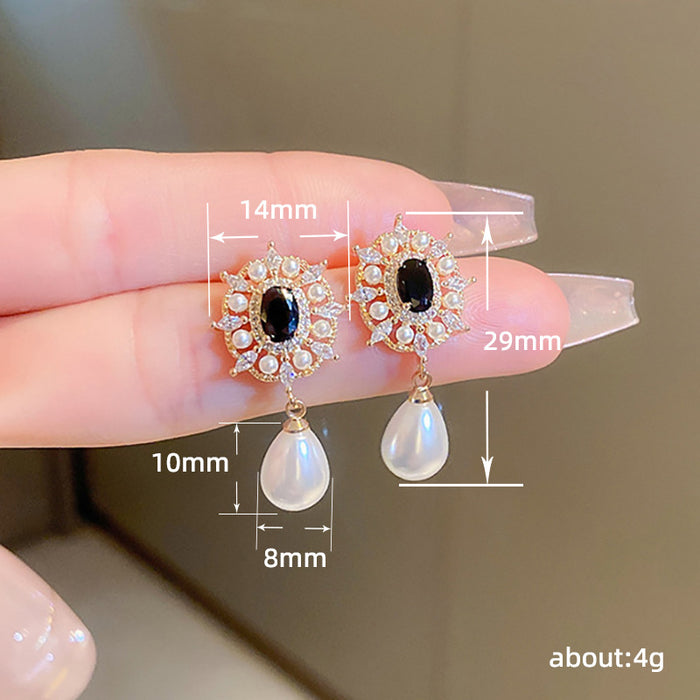 Luxury floral zircon earrings, exquisite bridal earrings