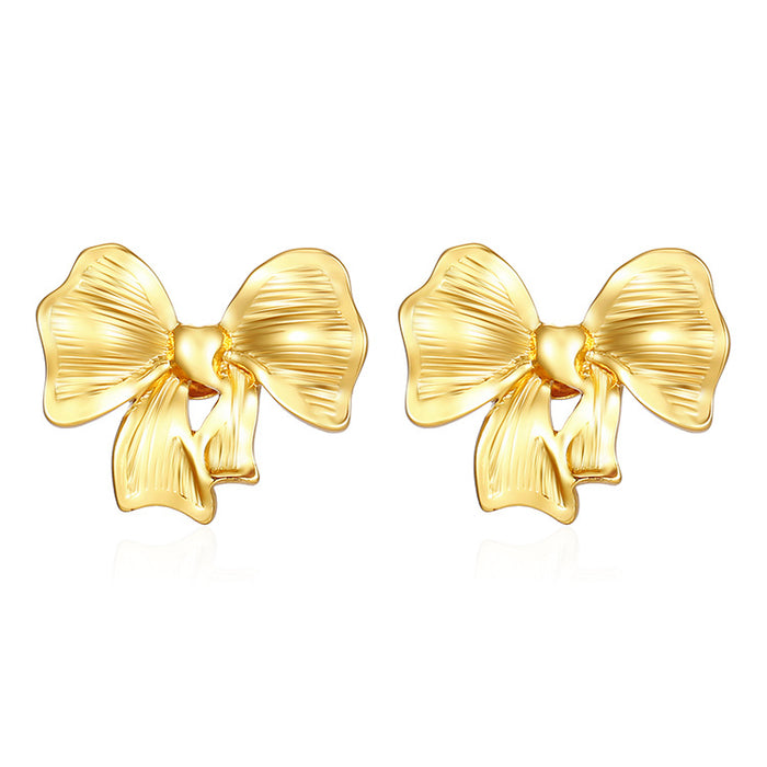 Bowknot stainless steel electroplated earrings small fresh exquisite earrings