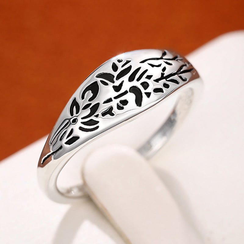 Simple creative floral ring fashionable metallic female ring