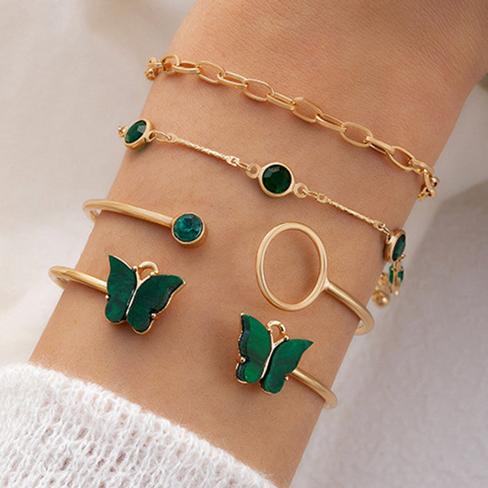 Butterfly and Geometric Heart Bracelet Set – Simple and Luxurious