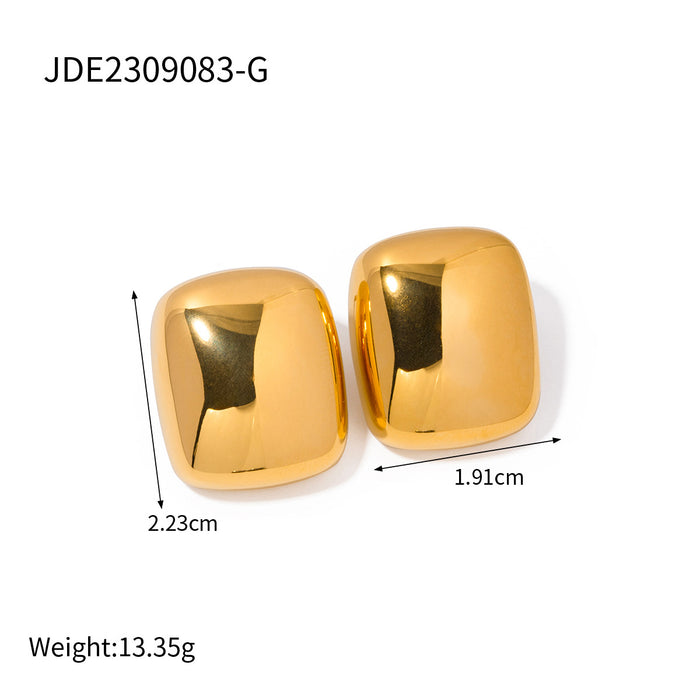 Trending European 18K Gold Plated Stainless Steel Chunky Square Earrings - Popular Jewelry for Women