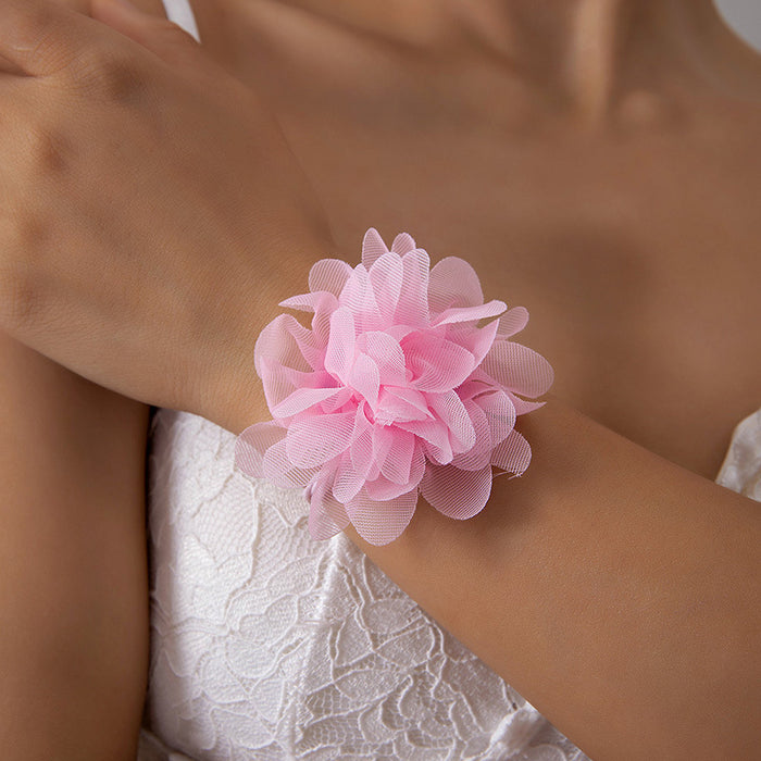 Pulsera de flores hinchadas de nuevo diseño: cadena de encaje de terciopelo de una sola capa para el brazo, joyería para mujer