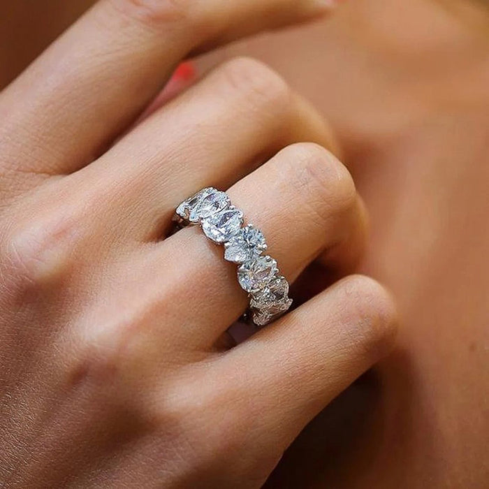 Inlaid geometric ring for women with popular design