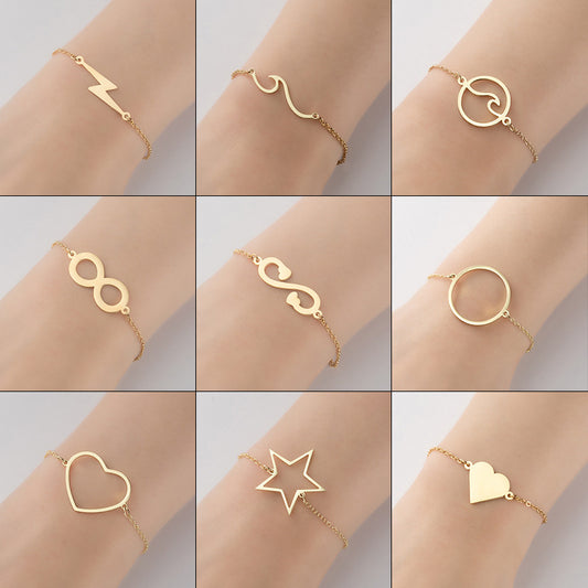 Hollow geometric love pendant bracelet, simple fashion jewelry wholesale