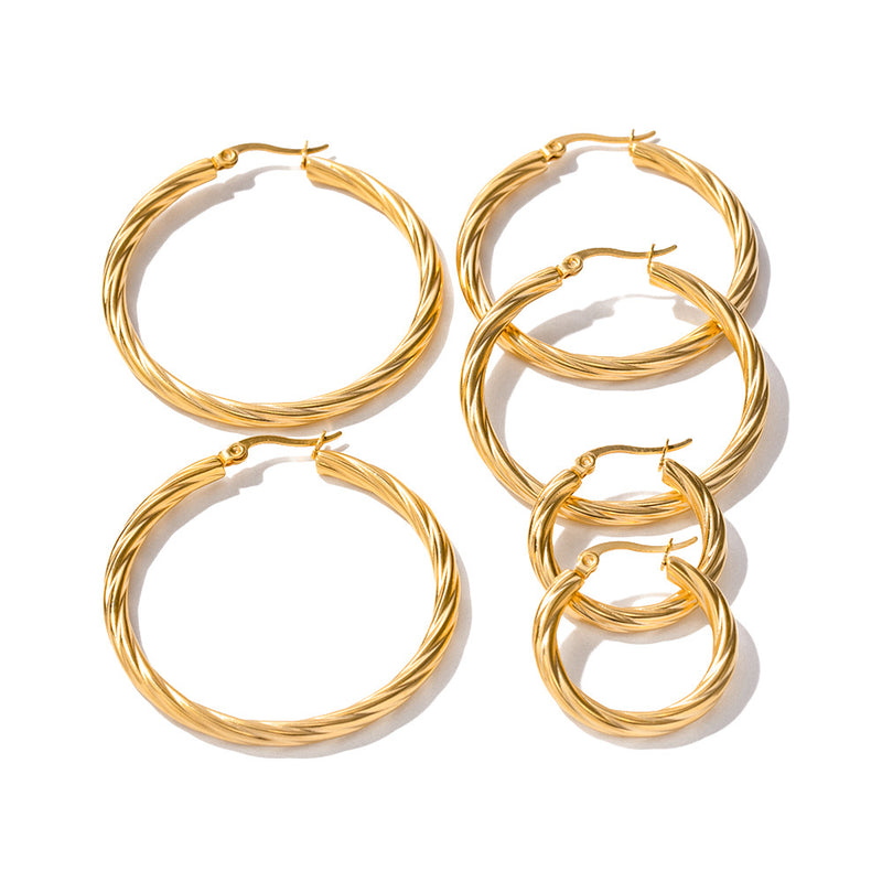 18K Gold Plated Stainless Steel Cross Earrings - Unique Design with Glossy Finish - wallojewerly 