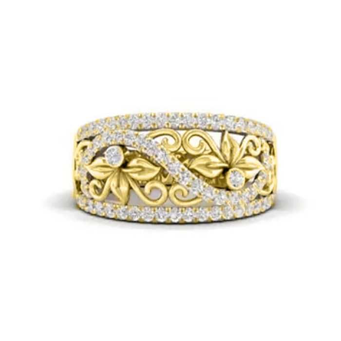 Hollow flower-shaped ring European and American style floral women's ring
