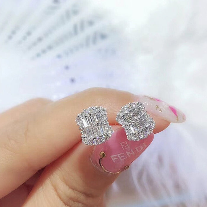 Square crystal earrings zircon earrings wholesale