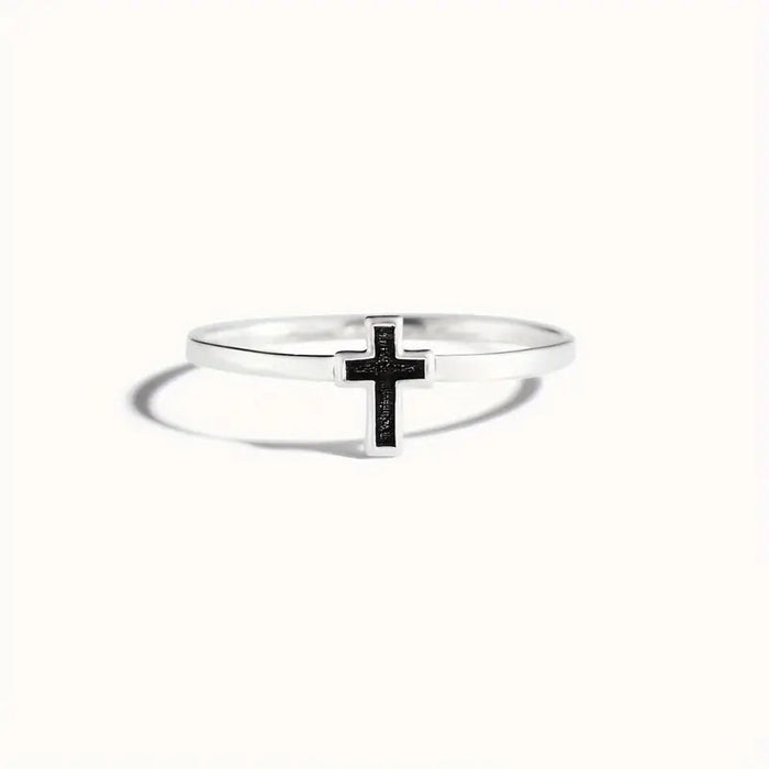 Metal oil painting cross ring for women simple minimalist design