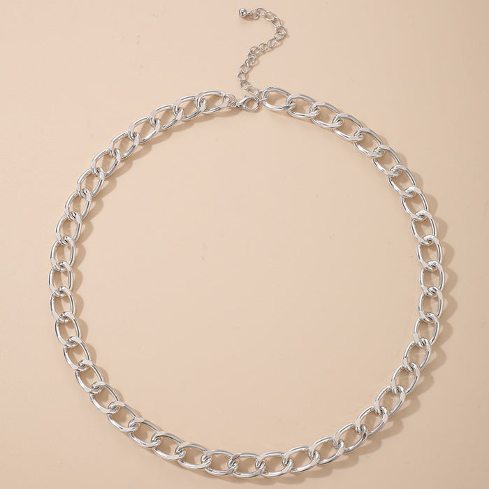 Collar de cadena geométrica de plata: joyería minimalista de moda para mujeres