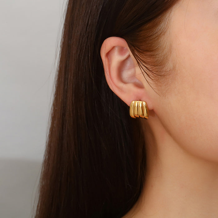 Oval hammered earrings 18K gold-plated luxury earrings