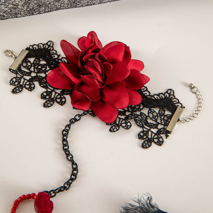 Gothic Rose Lace Hand Chain - Sexy Halloween Jewelry for Women with a Sweet and Cool Vibe