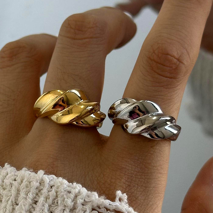 18k gold stainless steel twist ring