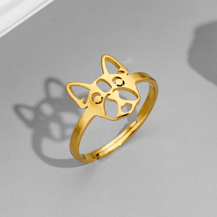 European and American INS style small animal rings, light luxury stainless steel cat and dog open rings wholesale